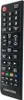 A black Samsung remote control is shown vertically against a light gray background. Produktbild-Vorschau