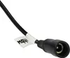 A close-up of a black power cable connector with a white label. Produktbild-Vorschau