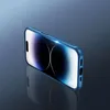 A blue iPhone case is shown from a side angle, with its screen displaying a gradient of colors. The case is placed on a reflective surface with a blue gradient background. Náhľad obrázku produktu