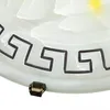 A close-up view of a decorative border on a white circular object, possibly a light fixture or plate, with a small metallic attachment at the bottom. Produktbild-Vorschau
