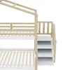 A close-up side view of a wooden bunk bed with white drawers integrated into the stairs. Anteprima dell’immagine prodotto