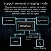 Diagram illustrating the reverse charging mode of a laptop with external screens. Produktbild-Vorschau