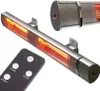A wall-mounted infrared heater with a remote control. Produktbild-Vorschau