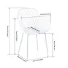 A white chair with dimensions indicated by lines and text. Náhled obrázku produktu
