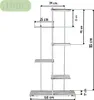 A diagram showing the dimensions of a multi-tiered shelf unit. Anteprima dell’immagine prodotto