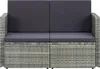 vidaXL 2-Sitzer-Gartensofa mit Auflagen Grau Poly Rattan Produktbild-Vorschau 1