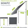 Diagram showing dimensions and features of a retractable awning. Náhľad obrázku produktu