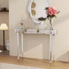 A mirrored console table with decorative items in a hallway. Podgląd zdjęcia produktu