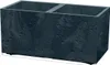 A dark gray, rectangular planter with a textured, stone-like surface, divided into two compartments. Náhled obrázku produktu