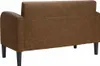The back view of a brown two-seater sofa with black legs. Voir les images du produit