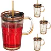 Relaxdays Trinkgläser 4er Set, Getränkebecher mit Deckel & Produktbild-Vorschau 1
