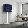 A TV stand with a screen displaying data in an office setting. Produktbild-Vorschau
