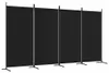 vidaXL 4-dielny paraván Čierna 346x180 cm Tkanina Náhľad obrázku produktu 1