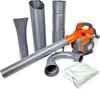 A leaf blower and its attachments are displayed against a white background. Produktbild-Vorschau