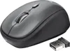 A black wireless computer mouse and its USB receiver are shown on a white background. Produktbild-Vorschau
