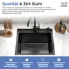 ANW HOME Kuchynský drez 46x45 cm čierny, nerez 304, 1 Náhľad obrázku produktu 4