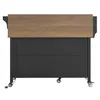 A front view of a black kitchen cart with a wooden top and wheels. Podgląd zdjęcia produktu