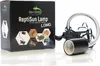 A product shot of a reptile lamp and its packaging. Voir les images du produit