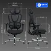 A diagram showing the dimensions of an ergonomic office chair, with front and side views. Náhled obrázku produktu