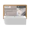 A product box for a bathtub, with the bathtub partially visible below. Produktbild-Vorschau