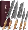 Sada nožů HEZHEN, 5 kusů, damascénská ocel, santoku Náhled obrázku produktu 1