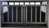 A front view of a metal dog crate with two doors. Voir les images du produit