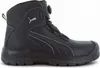 A black Puma safety boot with gray accents is shown against a white background. Produktbild-Vorschau