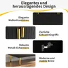 Collage of product details and features of a black sideboard with gold accents. Produktbild-Vorschau