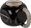 A black kettlebell-shaped mug with a gray handle, set against a white background. Podgląd zdjęcia produktu