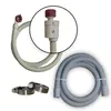 A set of hoses and clamps for a washing machine or dishwasher. Produktbild-Vorschau