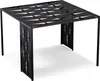 A black metal garden table with a patterned top and sides, shown from a three-quarter angle against a white background. Produktbild-Vorschau