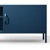 A close-up view of a dark blue metal cabinet with a sliding door and a handle. Anteprima dell’immagine prodotto