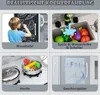 A collage of four images showcasing different features of a children's play kitchen. Produktbild-Vorschau
