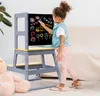 Baby Vivo Lernturm aus Holz - Mit Tafel in Grau Produktbild-Vorschau 2