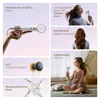 Collage of marketing images showcasing a white hairdryer and its features, with a woman using it and a child playing with it. Anteprima dell’immagine prodotto