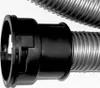 A close-up view of a black plastic connector attached to a silver corrugated hose. Produktbild-Vorschau