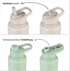 Two pairs of bottle caps, one beige and one green, are shown. The top pair illustrates a straw lid, while the bottom pair shows a screw-on drinking opening. Produktbild-Vorschau
