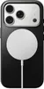 The back of a black iPhone case with a white MagSafe charger attached. Produktbild-Vorschau
