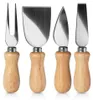Edelstahl-Käsezubehör-Set mit Holzgriff - 4-teilig Produktbild-Vorschau 3