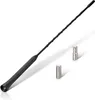 A black car antenna and two threaded adapters are shown against a white background. Produktbild-Vorschau