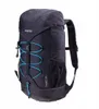A black outdoor backpack with blue accents is shown against a white background. Náhled obrázku produktu