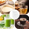 A collage of food and drink items including soy milk, tea, green juice, and coffee. Produktbild-Vorschau