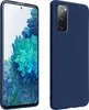 A product shot of a dark blue phone case next to a smartphone. Podgląd zdjęcia produktu