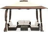 An outdoor gazebo with furniture set up underneath. Voir les images du produit
