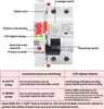 A close-up diagram of an electrical circuit breaker with labels and a table explaining its functions. Produktbild-Vorschau