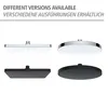 A collage of four different shower heads, two square and two round, in silver and black finishes. Náhľad obrázku produktu