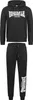 A black Lonsdale tracksuit consisting of a hoodie and sweatpants, displayed against a white background. Produktbild-Vorschau