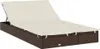 A brown rattan double sun lounger with beige cushions, shown from a side-diagonal angle on a white background. Náhľad obrázku produktu