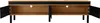 A front view of an open TV cabinet with a natural wood finish and black doors and legs. Produktbild-Vorschau