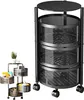 Two black rolling carts are shown against a white background. One is a tall, three-tiered cart, and the other is a shorter, three-tiered cart with a plant on top. Produktbild-Vorschau